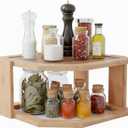 2-Tier Bamboo Corner Shelf for Kitchen or Bathroom Cabinet, Countertop, Cupboard Storage and Organizer, Natural Wood Space Saving Rack by Lavish Home