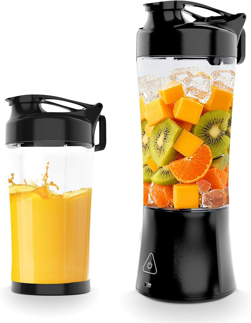 Portable Smoothie Blender,Cordless Blender Bottle Electric,24oz. Vessel,USB-C Rechargeable portable juicer, Electric Protein Shaker Bottles with Leakproof Lid, Ideal for Shakes and Frozen Drinks