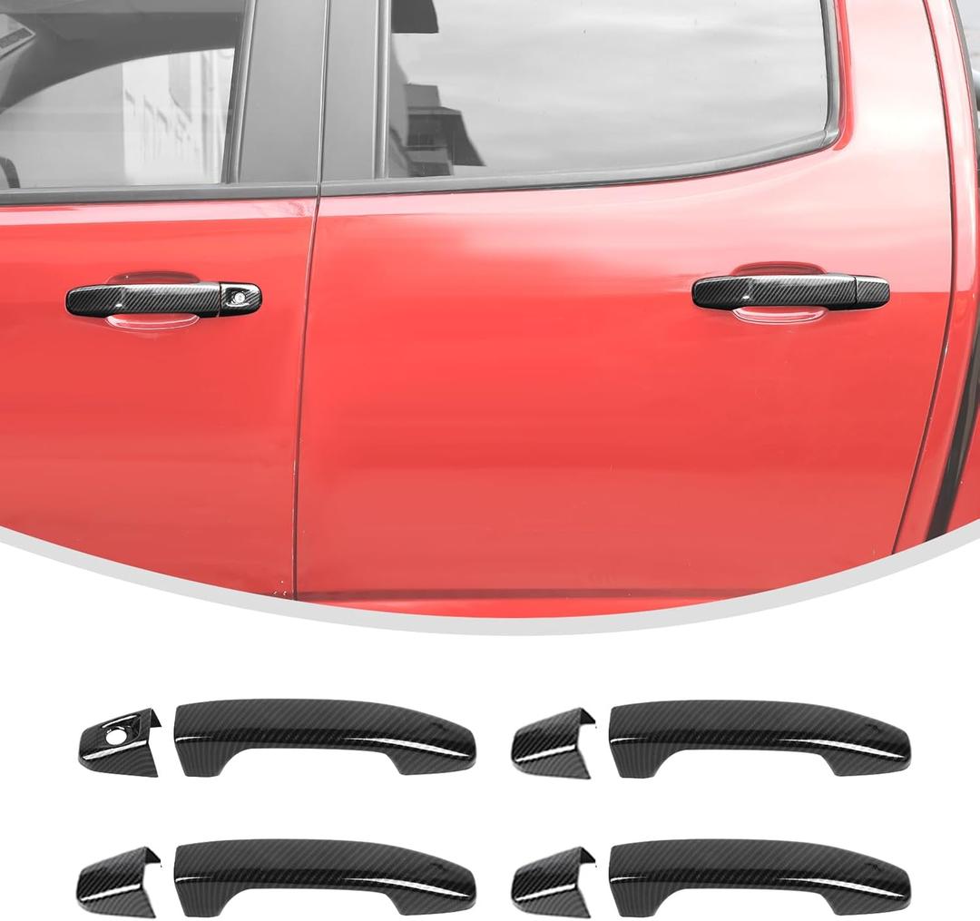 Linskip Door Handle Covers Compatible with 2014-2022 Chevrolet Colorado & GMC Canyon, Door Handle Protector for Chevy Colorado Exterior Accessories Carbon Fiber