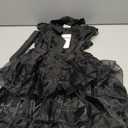 Halloween Women Black Gothic Tulle Cosplay Dress Party Ruffle Layered Prom Dance Costume Belt Necklace size 120