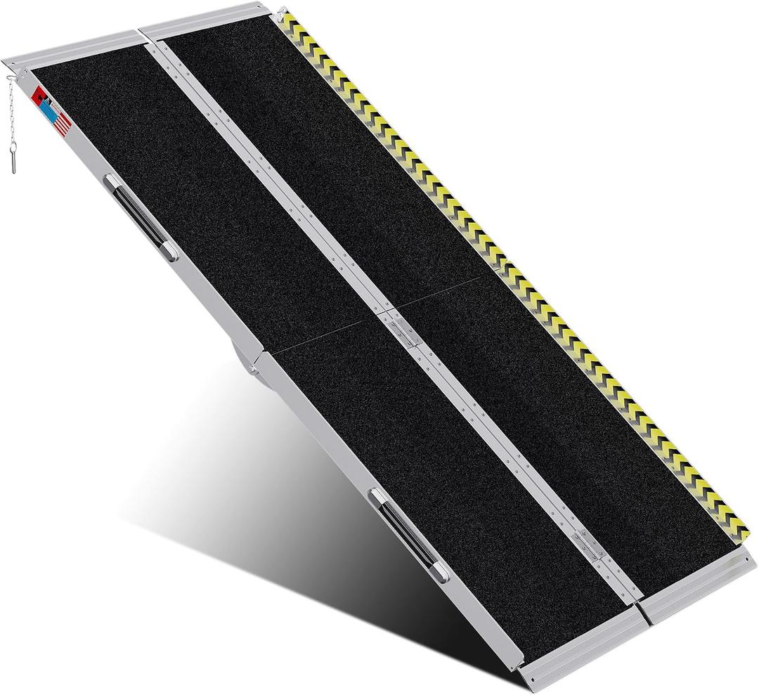 WHALEMOTOR Portable Wheelchair Ramp 6FT, Anti-Slip Aluminum Folding Portable Ramp, Wheelchair Ramps for Home, Weight Capacity Up to 800 LBS, with Transition Plates Above and Below, Loading Dock Plates