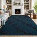 Fosirug 6x9 Navy Blue Modern Minimalist Floral Area Rugs