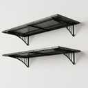 2-Pack 1.6x4FT Garage Wall Shelving, Metal Garage Shelves Wall-Mounted, 600 lbs Capacity Heavy Duty Floating Shelves, Black