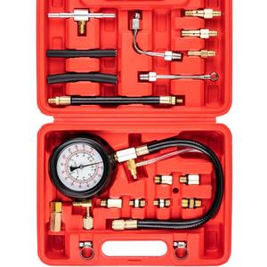 0-140PSI Fuel Pressure Tester Kit, Diesel Diagnostic Tool for Cars, Trucks & Motorcycles, Includes Multi-Size Adapters for Detecting Fuel Pump, Injector & Regulator Issues