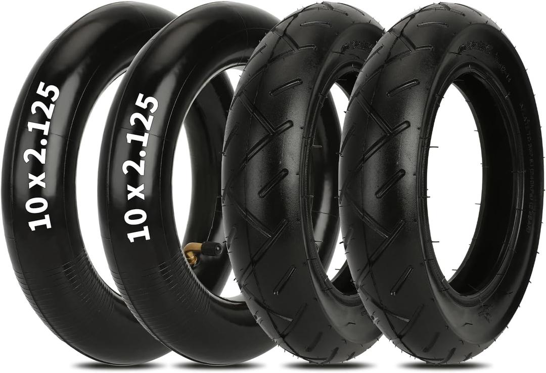 HIAORS 10x2.125 Scooter Tire and Inner Tube Replacement for Segway D40X F20 F25 F30 F40 E-Scooter, 10 inch Electric Scooter Tires for Gotrax G4 GXL V2 Kick scooter Tricycle with Bent Valve Stem(2 Pack)