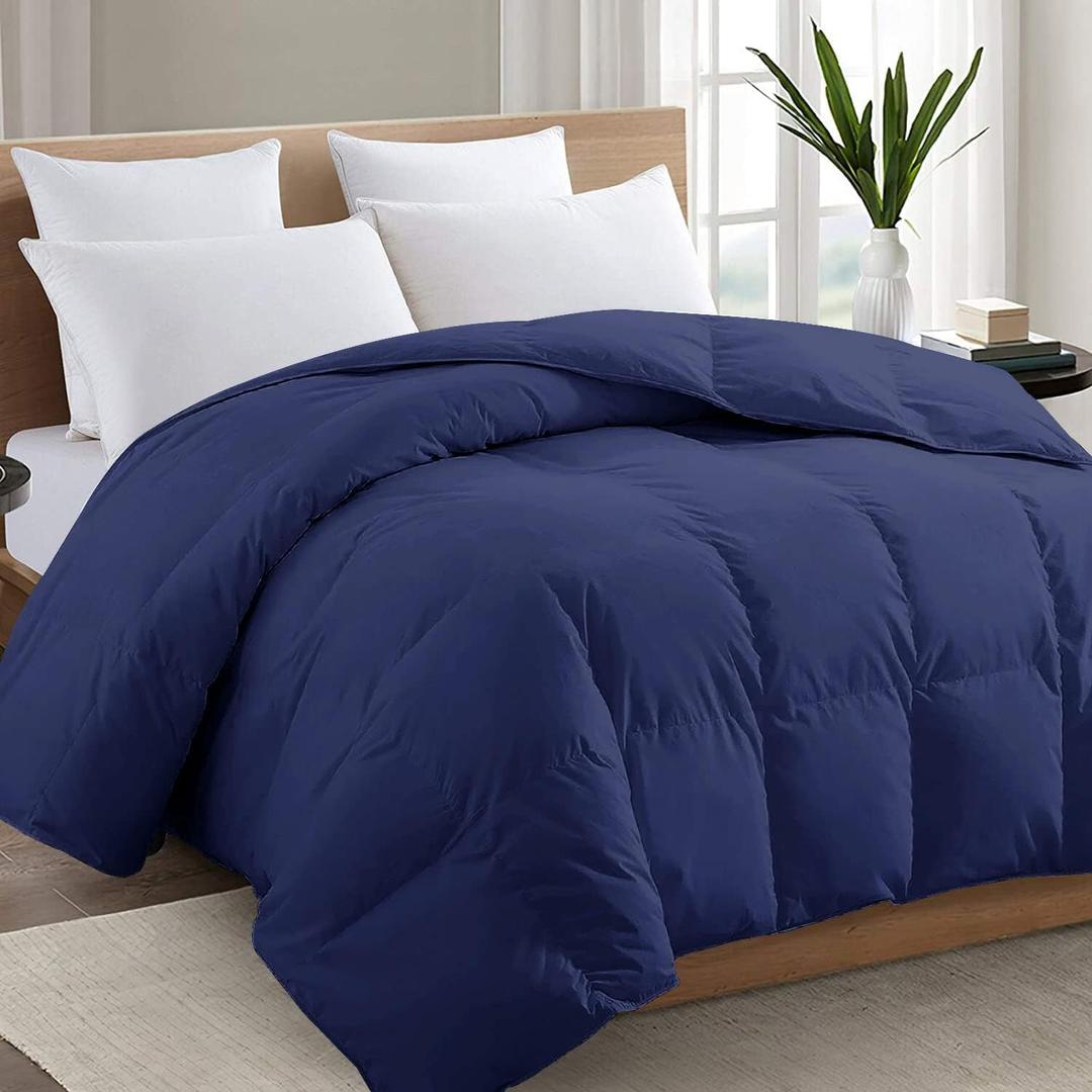 TEXARTIST Premium 2100 Series King Comforter All Season Breathable Navy Blue Comforter Soft 4D Spiral Fiber Quilted Down Alternative Duvet Insert with Corner Tabs Luxury Hotel Style (90"x102")