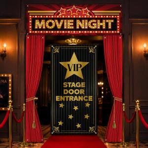 Peryiter 4 Pcs Halloween Movie Night Porch Sign Banner Set
Upgrade Movie Sign Set, VIP Door Entrance Banner, Haunted Movie Night, Carnival Circus Party, Halloween Movie Night Party