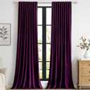 PRIMROSE Purple Velvet Curtains 84 inch Long for Living Room, Set of 2 Panels Blackout Rod Pocket Back Tab Window Treatment Room Darkening Heavy Decorative Curtains Drapes for Bedroom