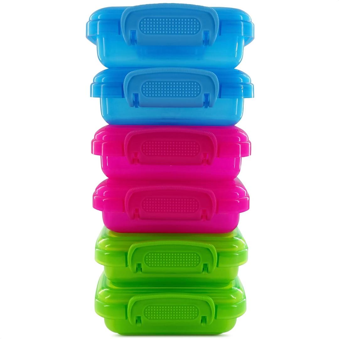 2 Pcs Lock Top Snack Containers with Lids 4.6 Oz Small Snap Storage Containers Microwave and Dishwasher Safe, 2 Side Clips for Sauces, Pastes, Spreads, Snacks | Kitchen, Travel, Office, Crafts