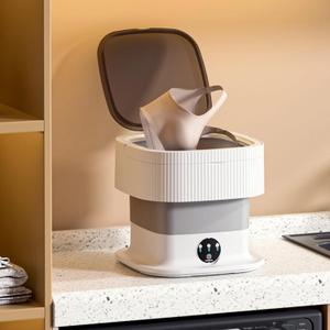 Portable Washing Machine 10L Mini Washer with Spin Dryer Foldable for Baby Clothes Underwear Compact Laundry Travel RV Camping Dorm Apartment Gray