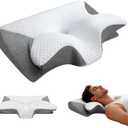 Ergonomic Cervical Pillow for Neck Support - Memory Foam Pillow for Side, Back & Stomach Sleepers, Orthopedic Design with Breathable Mesh Cover (Grey)