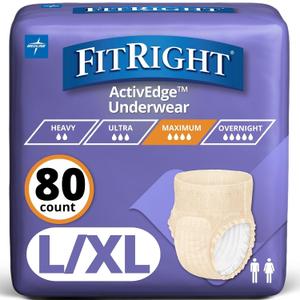 FitRight Ultra Protective Incontinence Underwear for Women, Heavy Absorbency, Large/XL, 40 to 56", 20 Count (Pack of 4) (Purple, L)