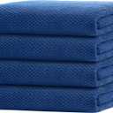 HOMEXCEL Bath Towel Set Pack of 4, 30 x 60 Inches Large Microfiber Bath Towels, Soft, Absorbent, and Quick Dry Towels for Bathroom, Pool, Beach, Swim, and Yoga, Large Bathroom Towels, Blue