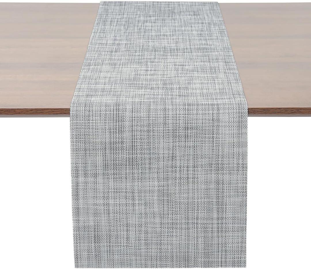 Myir JUN Table Runner, Vinyl Table Runner Indoor Arbitrarily Cropped Runner for Table Heatproof for Home Party (B-Gray, 12 x 94 inch)