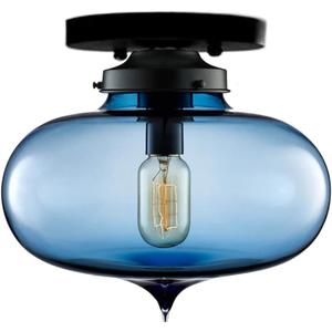 Glass Farmhouse Ceiling Light - Modern Glass Flush Mount (10*8" Stalactite, Blue)