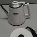 Hazel Quinn Electric Kettle - 1L/34oz Small Tea Kettle, 800W Fast Boil, All 304 Stainless Steel Interior, Double Wall for Cool Touch and Thermal, Auto Shut-Off, BPA-Free, Cordless - Pearl White