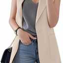 IDEALSANXUN Womens Long Vest Sleeveless Blazer Dressy Spring Summer Suit Jackets, Small