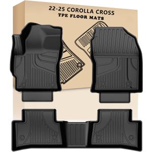 AOMSAZTO All Weather Floor Mats Compatible with 2022-2025 Toyota Corolla Cross FWD, Heavy Duty TPE All Weather Car Floor Mats, Anti Skid Car Mats,1st & 2nd Row Rubber Floor Liners(Not for Corolla)