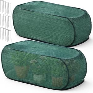 2 Pack 39 x 18 x 16 in Pop up Garden Plant Shade Tent 80% UV Resistant Plant Shade Net Foldable Crop Cage Cloth with Stakes for Outdoor Vegetable Fruit Protector Sun Protection Easy Setup