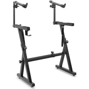 PYLE Heavy-Duty Multi-Functional Music Stand - Z Style & Portable, 2nd Tier, Height & with Adjustment, Digital Keyboard Stand, Rack Case w/Ergonomic Design, for Home Studio etc. - Pyle PKST2TZ , black