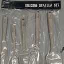 HOTEC 600 Heat Resistant BPA-Free Silicone Rubber Spatula Set,Kitchen Cooking Spatulas, Baking, Mixing for Non Stick Cookware, Dishwasher Safe, Set of 5, Khaki