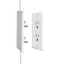 Dual 6FT Ultra-Thin Outlet Concealer, Universal Size Outlet Cover 6FT Twin Extension Cord with 3 Outlets Each Side, Ideal for Home Appliances on Opposite Sides of a Wall Outlet