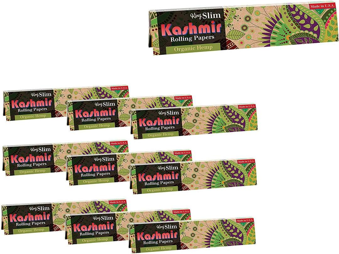 2 x Kashmir Organic Natural King-Size Slim Filling Paper Conveyable Flexible Bundle Comes with - Pack of 10