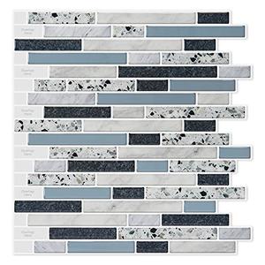 LONGKING 10-Sheet Self-Adhesive Peel and Stick Backsplash for Kitchen, Vinyl Decorative Tiles (Terrazzo)