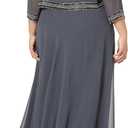 J Kara Womens Plus Size Jacket Dress with Beaded Trim (Blue)