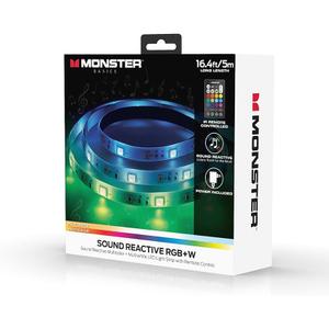 Monster 16.4ft Sound Reactive Multi-Color LED Light Strip with IR Remote Control, Indoor Use, Xtreme Easy Assembly