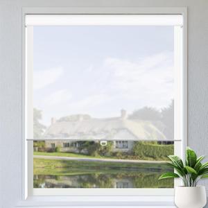 Persilux Custom Size Cordless Light Filtering Roller Shades for Windows Solar Blinds 5% Openness UV Protection Fire Retardant View Through Semi Sheer Roller Blinds for Windows Shades for Home, White