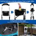 Rollator Walkers for Seniors,Rolling Walker with Backrest 300lbs, Folding Walking Aid with Seat and Brakes, Aluminum Heavy-Duty Drive Walker with Adjustable Handles, 8" All-Terrian Big Wheels