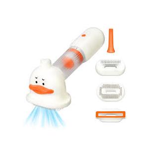 kurtmark Vacuum Dog Brush for Shedding, 4-in-1 Self-Cleaning Slicker & Undercoat Rake, Deshedding Grooming Tool, Anti-Static, Massage & Combing All In One! (White)