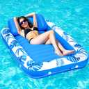 Pool Floats Inflatable Pool Lounger Float for Adults, 71" x 48" Large Pool Floats with Headrest Drink Holder, Water Filled Sunbathing Bed Lounge Raft Floatie for Lake, Backyard, Beach Pool Party Toy