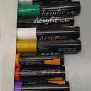 Acrylic Paint Markers, 10 Colors Poster Markers Jumbo 16mm Wide Tip Permanent Ink 36g, Thick Acrylic paint pens for Fabric, Poster, Glass, Rock Painting, Stone, Wood, Car, Ceramic (10 Colors - Red, Orange, Yellow, Green, Blue, Purple, Black, White, Gold and Silver)