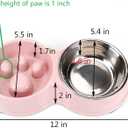 Slow Feeder Dog cat Double Bowl Stainless Steel and Anti-Choking Pink