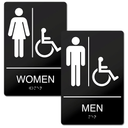 Women's ADA Compliant Restroom Sign with Braille, Self Adhesive ABS Plastic Sign for Business, 9" x 6