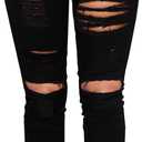 DLAYBGFA Ripped Skinny Jeans for Women High Waisted Stretch Slim Fit Distressed Denim Jeans Pants(Black, XL)