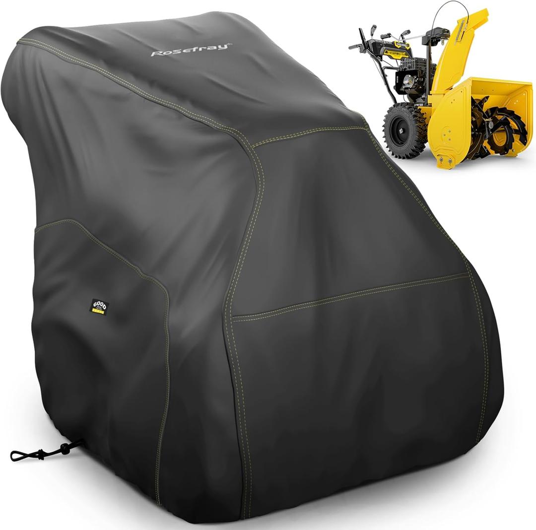 Rosefray Snow Blower Cover/Snow Thrower Cover 600D Heavy Duty Oxford Fabric,Waterproof,UV Protection,Universal Size for Most Electric Two Stage Snow Blowers 48" L x 33" W x 46" H Black