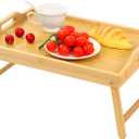 Bamboo Bed Tray Table, Folding Legs and Handles, Breakfast Tray, Laptop Desk for Bed or Sofa, Serving Tray for Eating, Working, Reading,Picnic