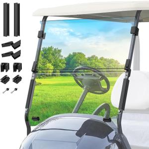 DRIVE UP Club Car Windshield, Golf Cart Windshield Compatible with Club Car 2004-Up Precedent, Onward, Tempo Golf Carts, Foldable Windshield Impact Resistant and UV Protection, Clear/Tintd