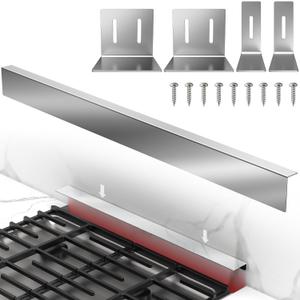30" Stove Gap Filler, Kitchen Stove Gap Covers, Slide-in Range Rear Filler Kit for Most Brand Kitchen Stoves, Easy Install, Easy to Wipe (Silver)