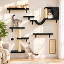 Cat Wall Shelves, Black, 6 in 1 Wall Mounted Cat Furniture Set