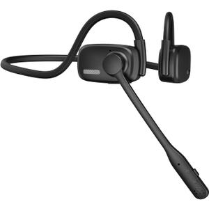 Bluetooth Headphones, Bluetooth V5.4 Wireless Headphones with Noise Cancelling Mic, 12H Playtime, 15.4mm Diaphragm Driver, Open Ear Headset for Office Meeting Running Cycling Driving (Black)