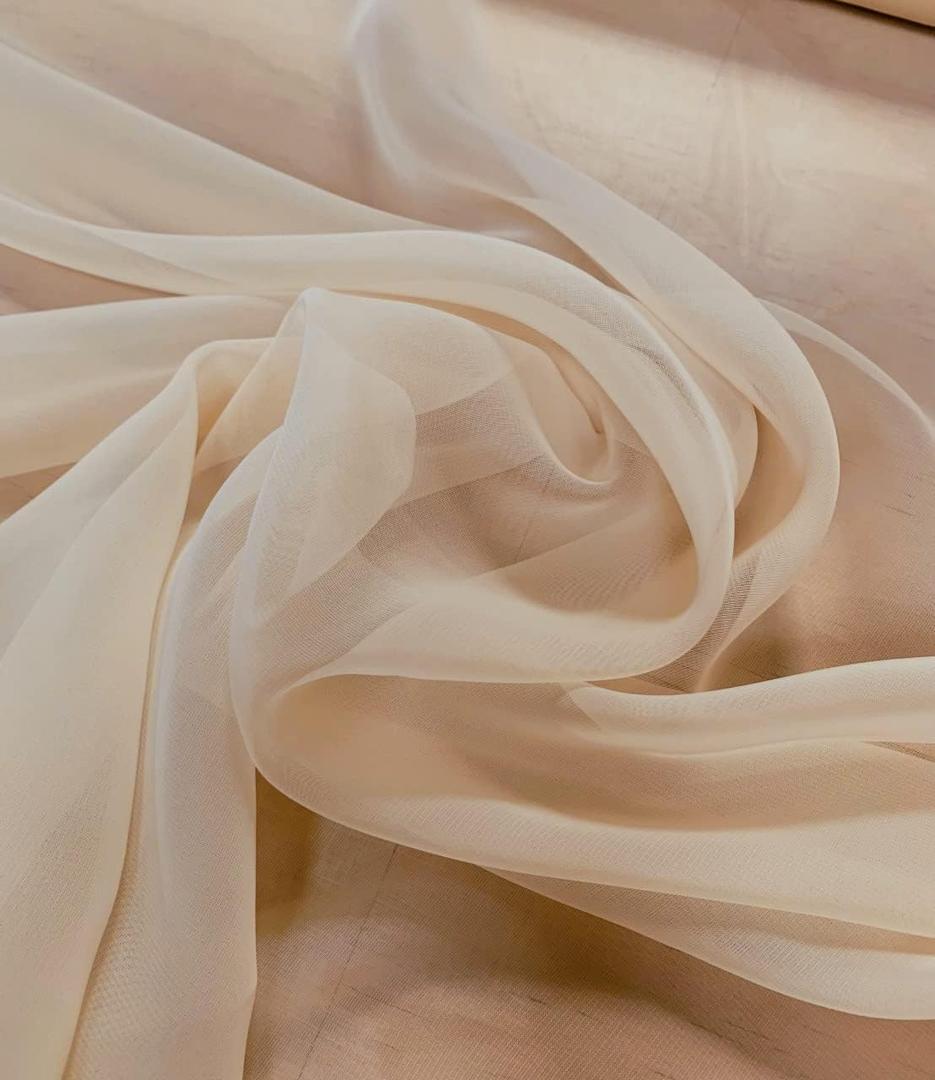 55/38 inch Nude Chiffon Fabric by The Yard 2 Pcs 