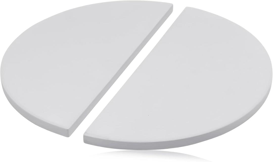 Half-Moon Heat Deflector Plates for Kamado Joe Classic I, II, III, Replacement Parts KJ-HDP Indirect Cooking Cordierite Heat Deflector Plates Accessories for Kamado Joe 18" Grill Smoker, White 2-Pack