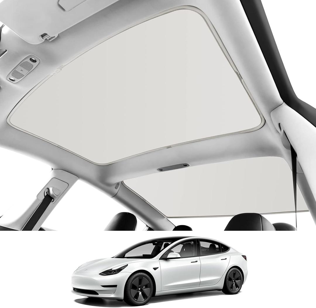 Roof Sunshades for Tesla Model 3 2023, Upgraded Sunroof Shade Sunshade Roof Sun Shade for Tesla Model 3 Accessories 2021-2023 (Ice White) (Original Gray)