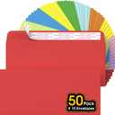 CREGEAR 50 Pack #10 Colored Self Seal Security Envelopes, 4-1/8" x 9-1/2", 24 lb, Seal Security Tinted, Peel and Seal, Windowless Envelopes Letter Size for Office Checks Business