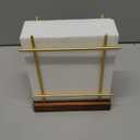 MyGift Napkin Holders for Table & Kitchen, Brass-Tone Wire Metal Napkin Dispenser with Wood Base, Modern Farmhouse Tabletop Dining Decor for Home/Cafe/Restaurant