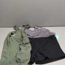 Aqua Eve 3 Piece Tankini Swimsuit for Women Tank Bathing Suit with Shorts Open Back Athletic Swimwear (XX-Large, Army Green and Stripes)